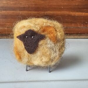 Handmade Orange Shetland Wool Sheep Figurine New
